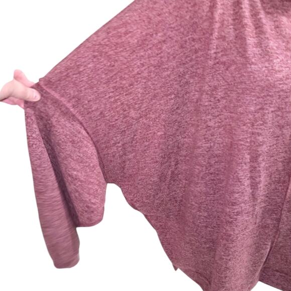 Zenana Burgundy Heathered Mock Neck Long Dolman Sleeve Oversized Tunic Top 3X - Picture 5 of 7